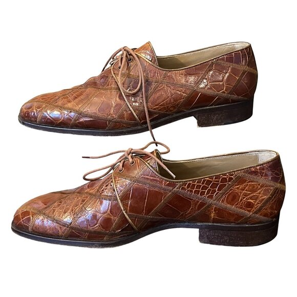 David Eden Brown Alligator Crocodile Handmade Leather Mens Size 10 Shoes main image 8